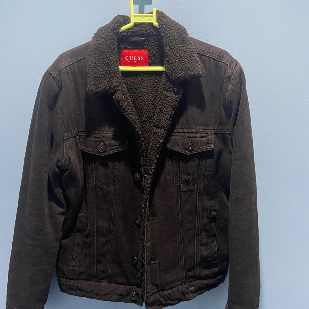 Guess Blck denim jacket with Sherpa inside